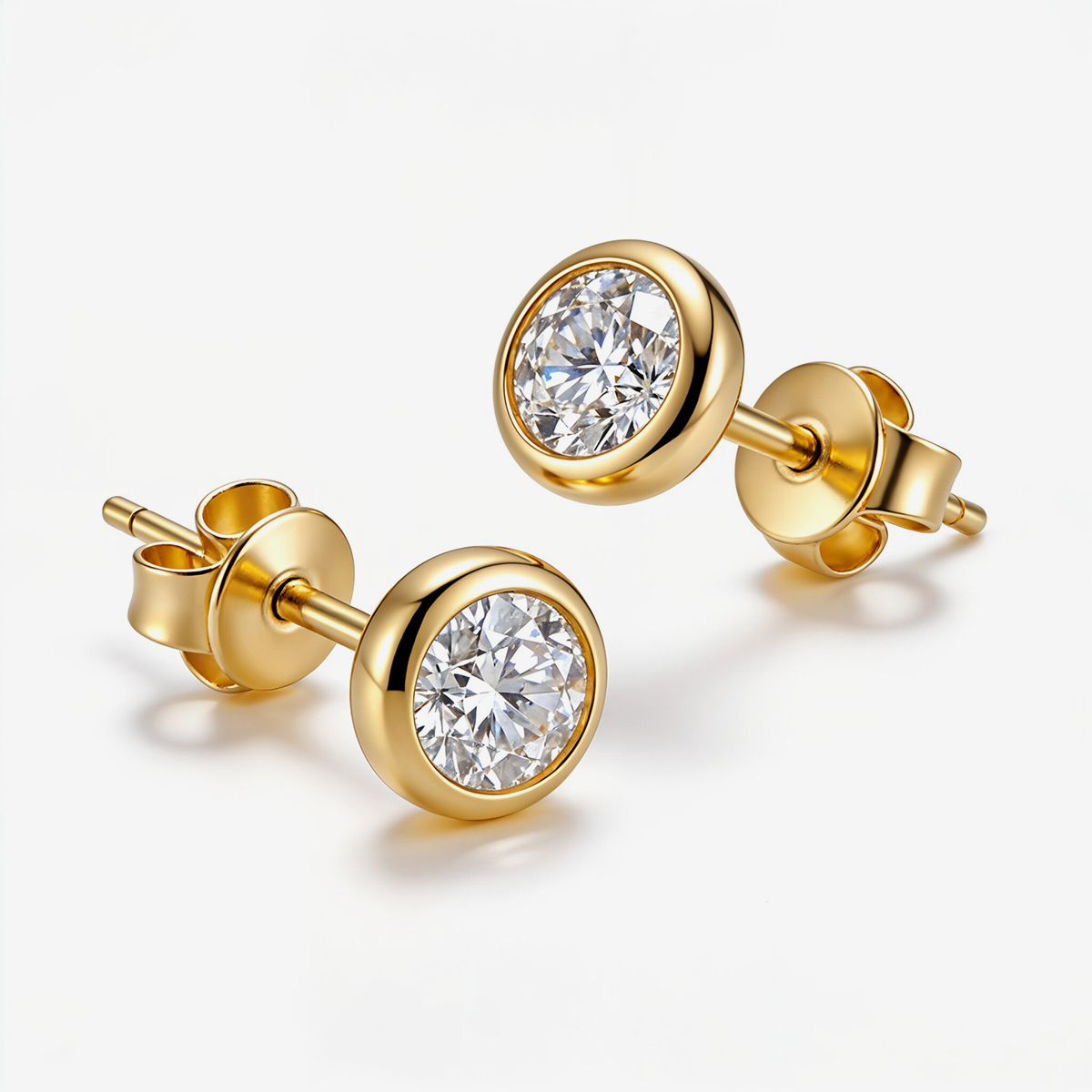 Gold Solitaire Earrings